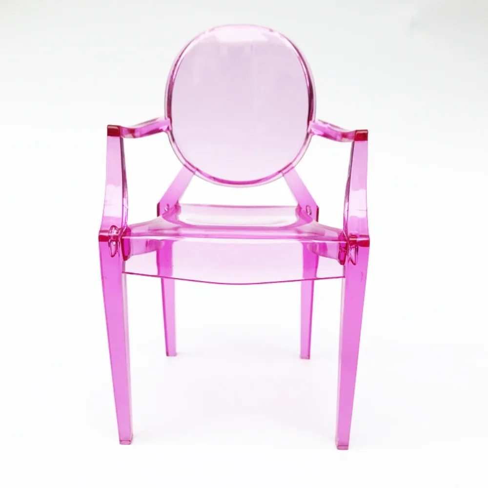 Móveis em miniatura cadeira de braço simulado modelo de cena minimalista casa de bonecas cadeira de lazer plástico multicolorido
