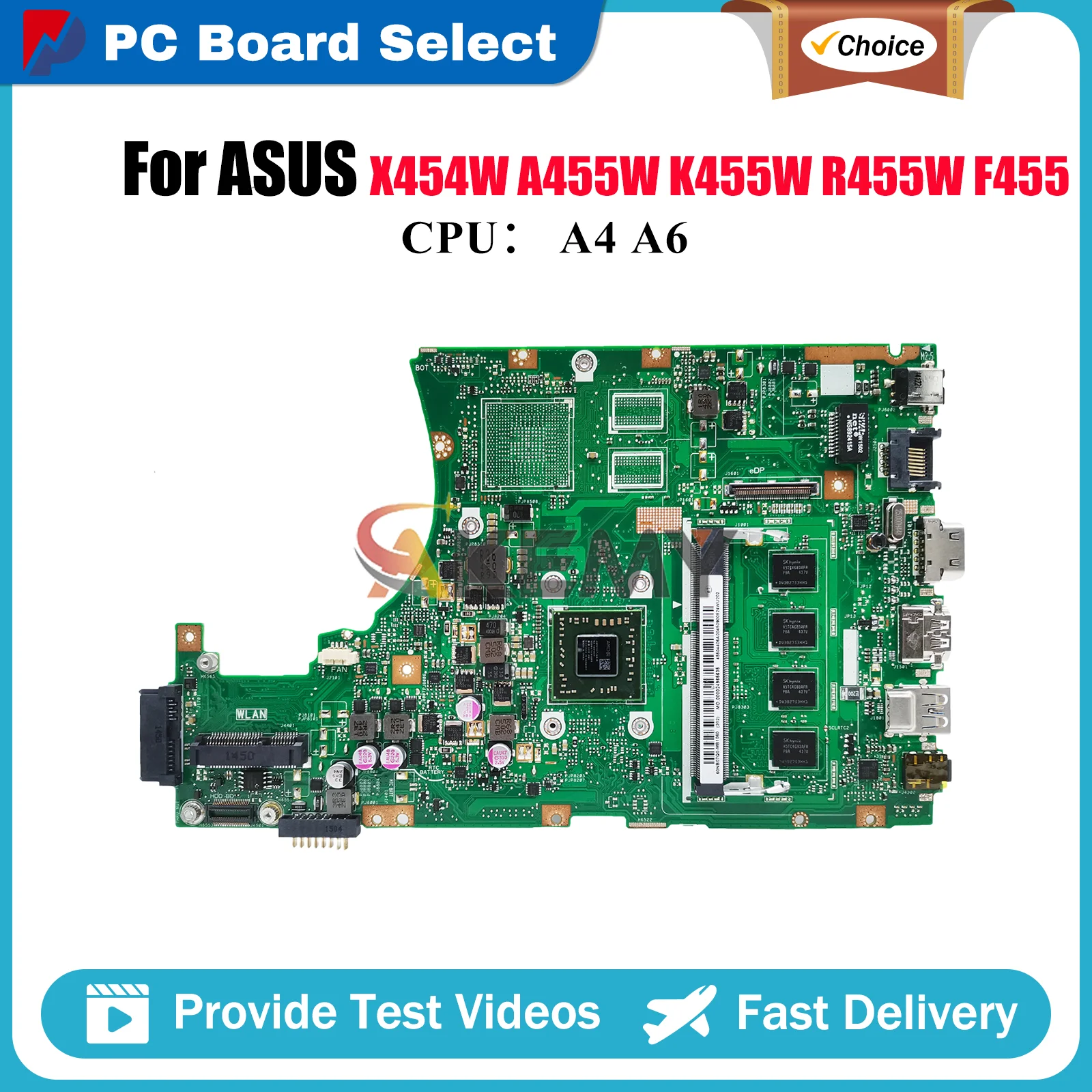 

X455WA Материнская плата для ноутбука ASUS VivoBook X455WA A455W K455W X454W X455WE F455W X455W R455W Материнская плата с процессором A4 A6 тест в порядке