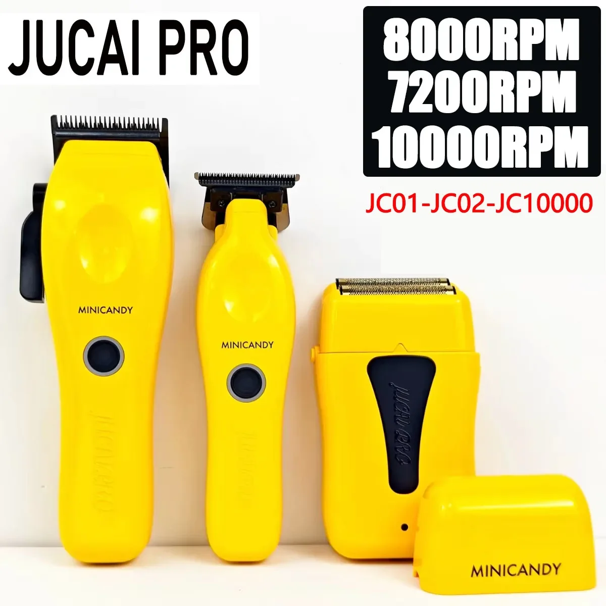 3PC JUCAI PRO JC01 JC02 JC10000 8000/10000RPM Professional Men's Electric Cordless Barber Shears DLC FADE Blade Trimmer