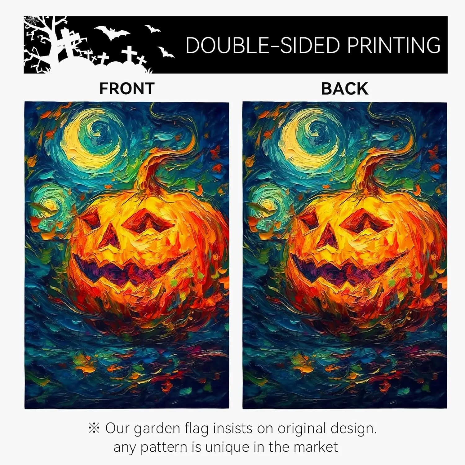 Halloween Garden Flag Pumpkin Garden Flag Custom Personalized Funny Garden Flags Arts Starry Night Sky Moon Yard Flag Double Sid