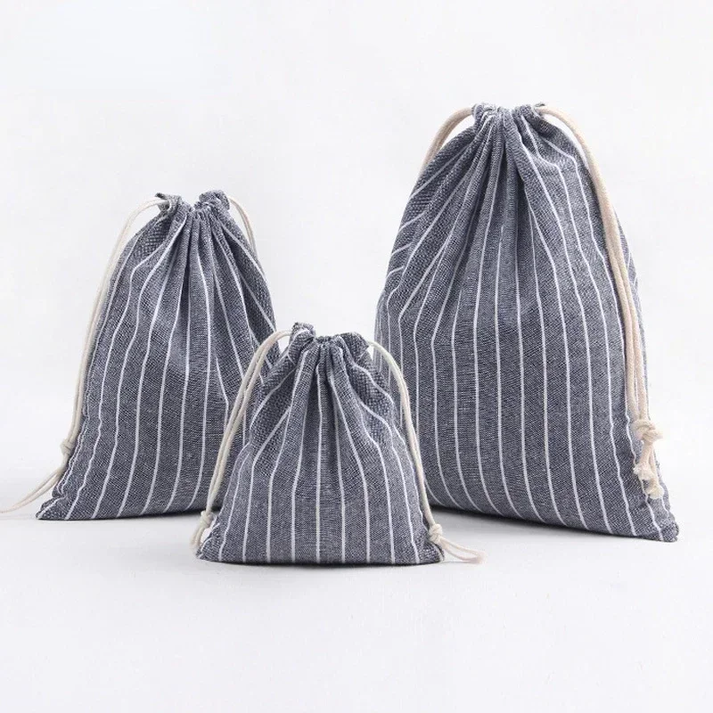 Cotton Linen Drawstring Cosmetic Bag  Travel Luggage Packing Pouch Storage Bags