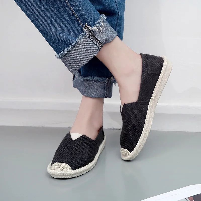 Comemore Cloth Shoes Soft Ladies Soft Casual Ballet Flats Loafers Women\'s Summer Footwear 2023 Women Slip on Spring Linen Flat