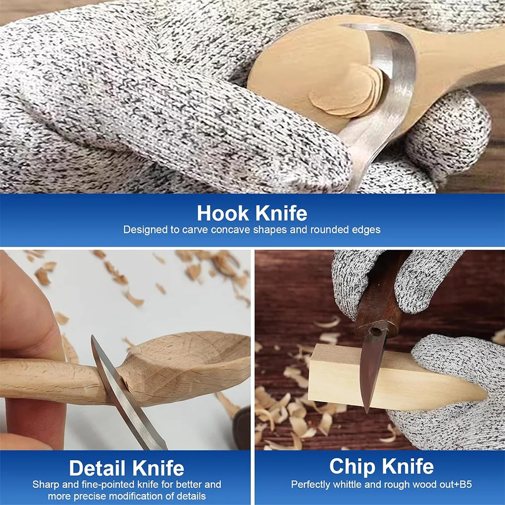 17 قطعة مجموعة سكاكين نحت الخشب متعددة الحجم-5/10/25 قطعة أدوات نجارة إزميل لملعقة خشب نحت اليقطين