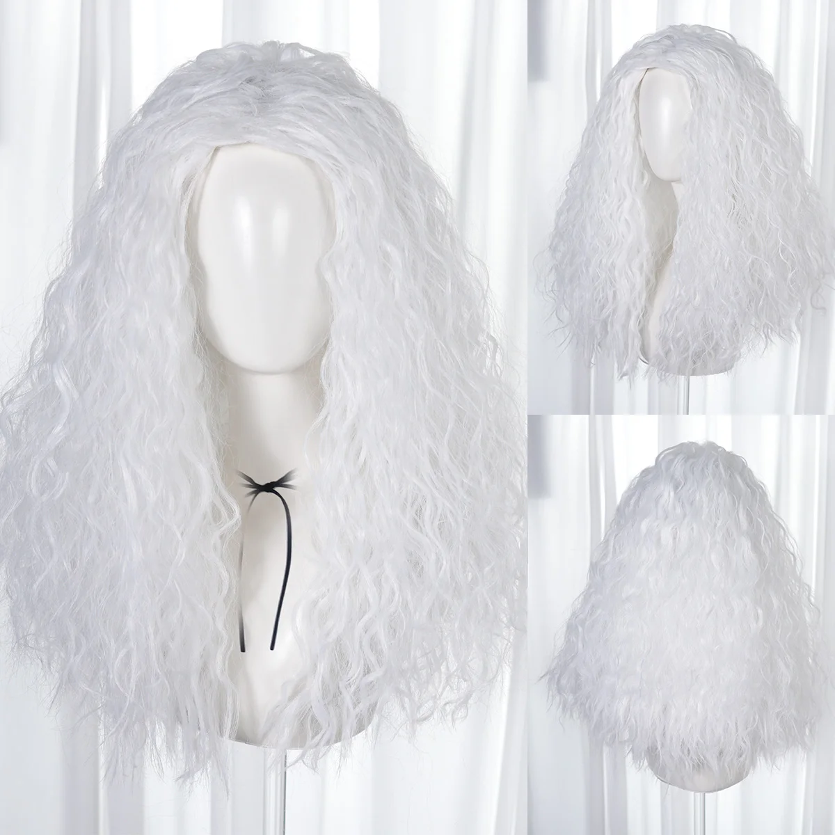 Classic witch wig, old woman wig, long curly hair, unisex fluffy natural wave wig, role-playing, Halloween hairstyle