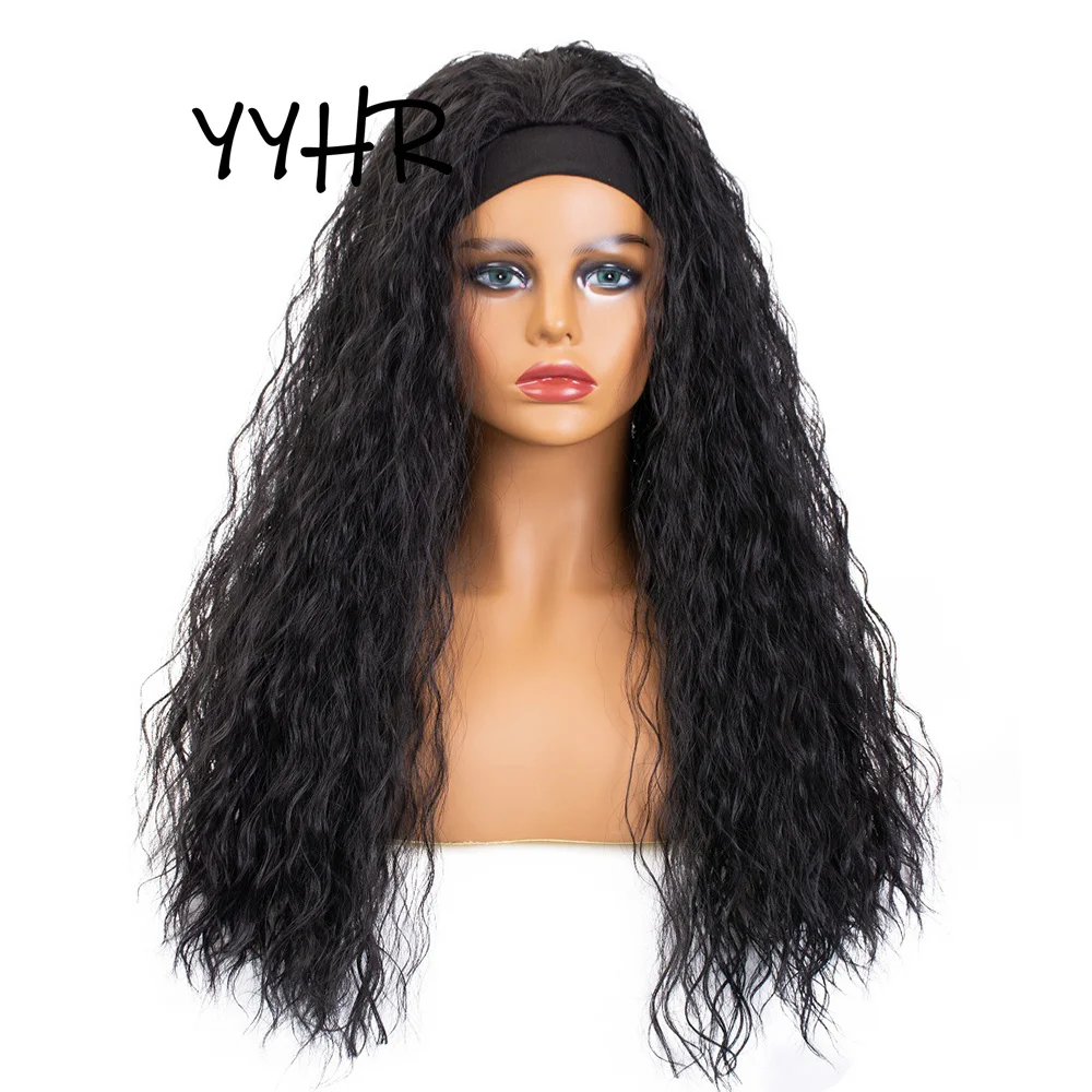 

Synthetic Headband Long Water Wave Wigs For Black African Female Everyday Wear natural Wavy Hair Wig