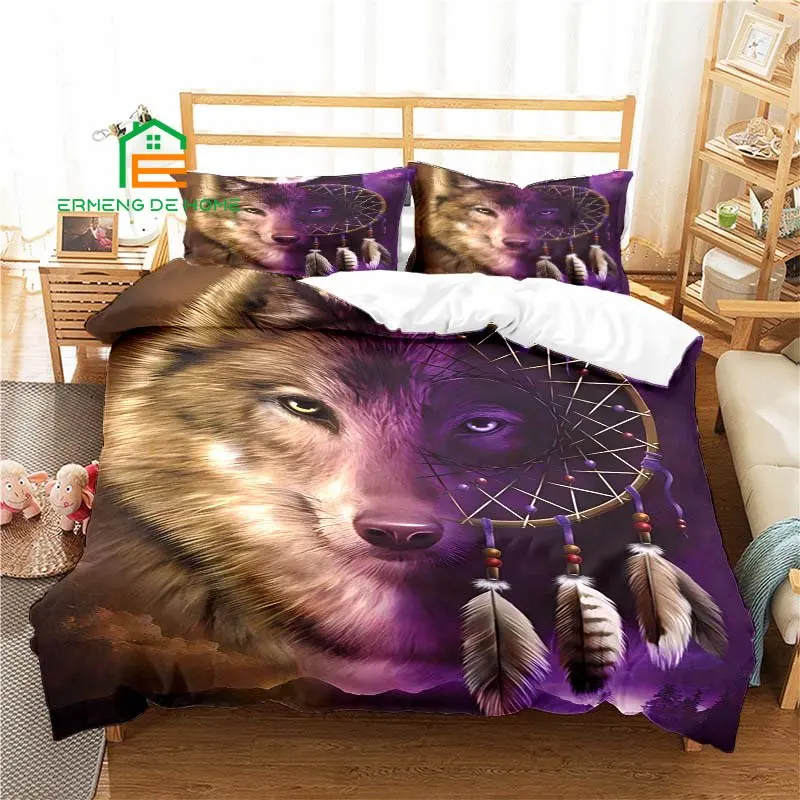 

Dreamcatcher Wolf Art Pattern Duvet Cover Set Bedding for Aldult Kids Bed Set Game Quilt Cover Comforter Cover Bedding Set