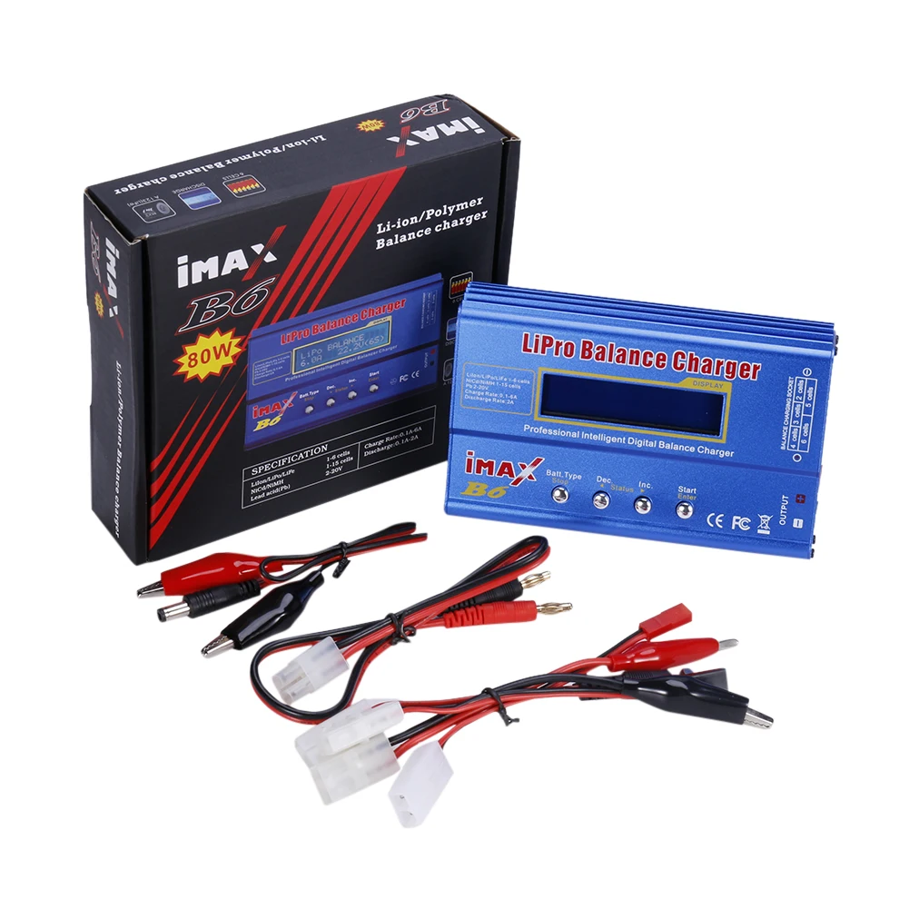 IMAX B6 Lipo Battery Charger AC/DC 80W Balance Charger Adapter LCD Dispaly Discharge Power 5W for LiPo NiMH NiCd LiFe Pb Battery