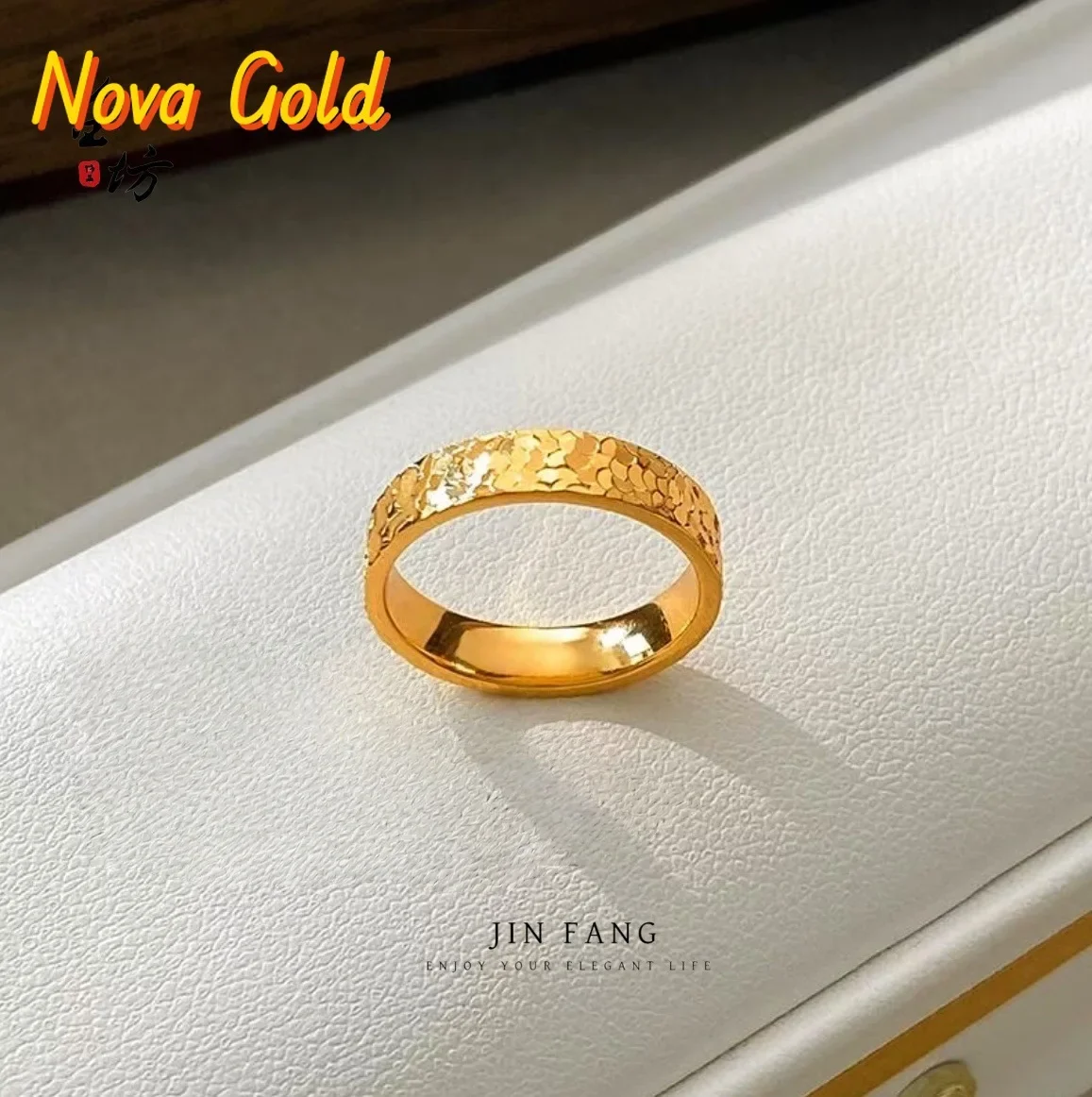 

NovaGlod 9999 high-quality craftsmanship broken Bingbing Ring 24K real gold single-sided flash high-end light luxury niche circl