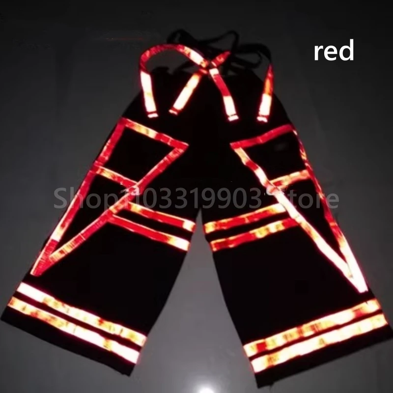 Phat Shuffle Pants Ghost Step Fluorescent Pants Luminous Straight-leg Pants Reflective Street Cool  Drag Dance Trousers 2024 New