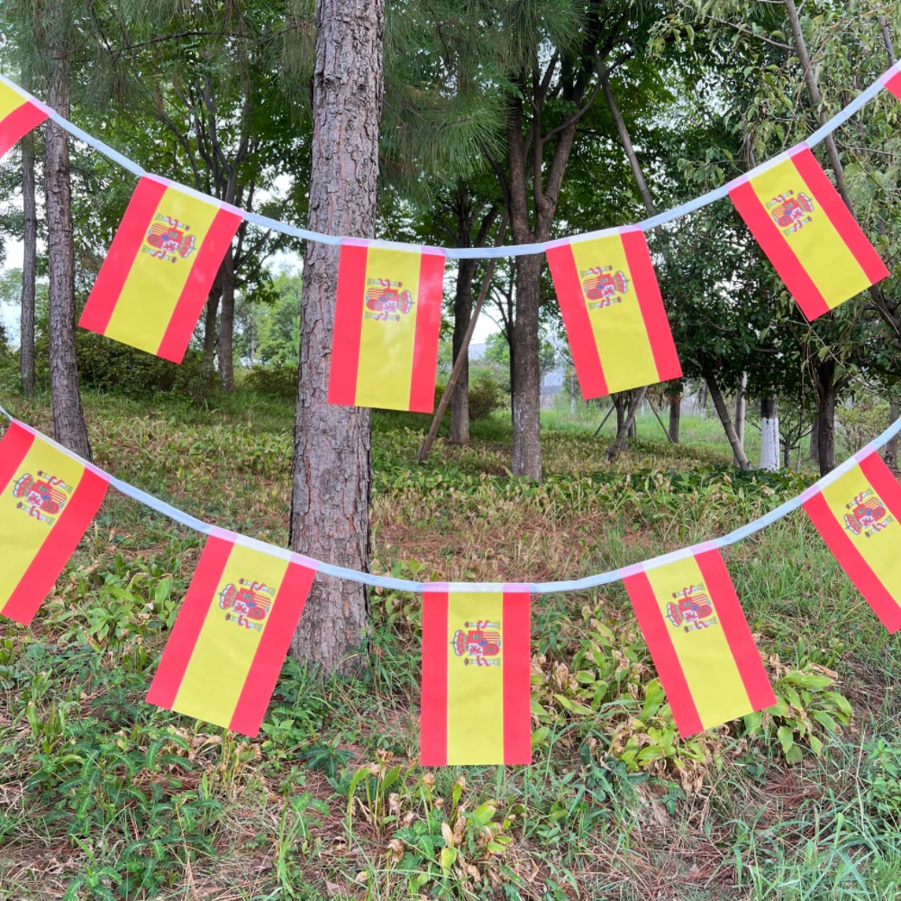 Spanish National Flag 14X21CM Hanging  spain  Flag 20pcs/set Pennant String Banner Buntings F