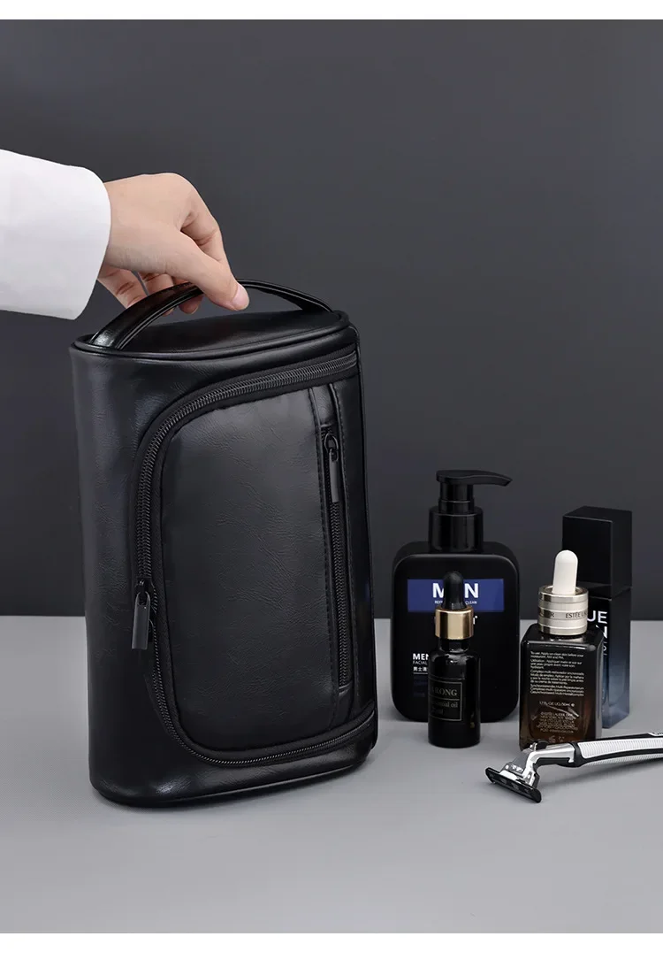 Hohe Qualität Reise Kulturbeutel Für Frauen Männer Retro PU Leder Kosmetik Taschen Weibliche Wasserdichte Reise Make-Up Tasche – Detail 12