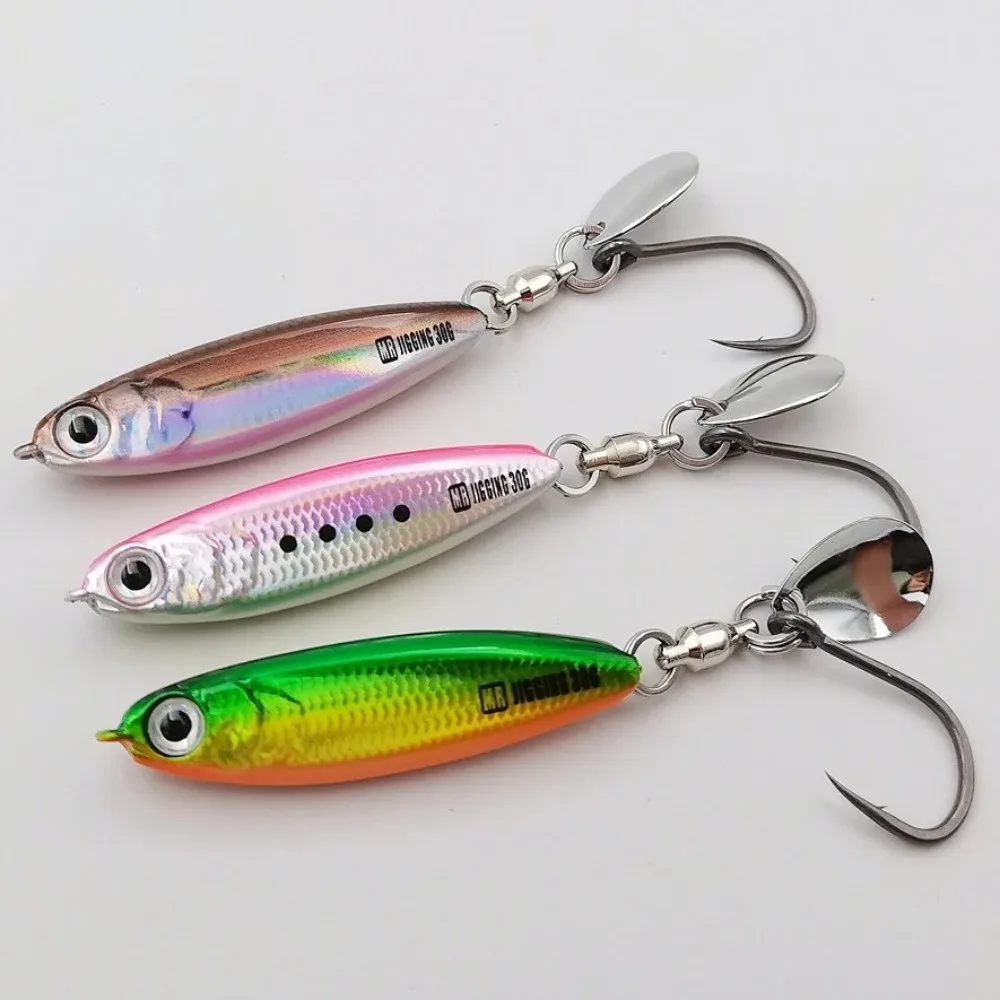 30g/40g/60g Kurzer, klobiger Eisenplattenköder mit UV-Beschichtung, UV-Metall-Jigs, Spinner, Löffel, 3D-Design, Makrelenköder