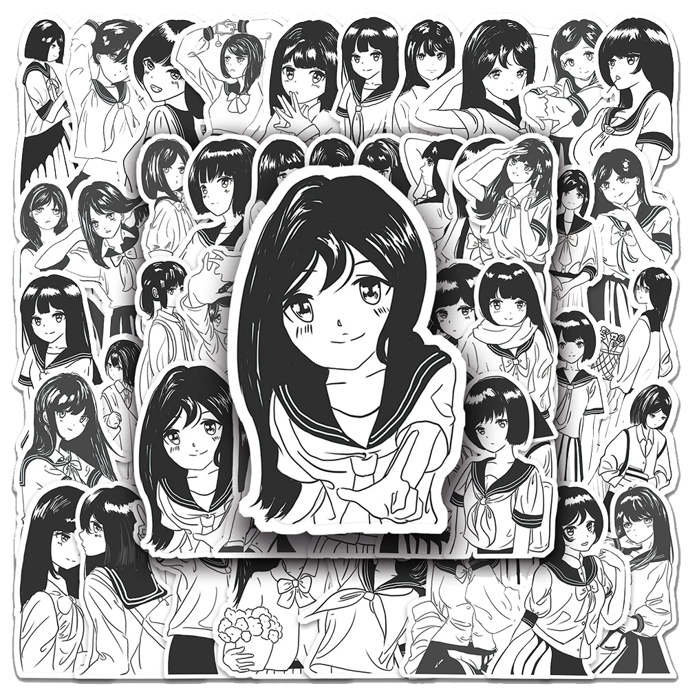 10/30/50 pçs bonito anime jk uniforme meninas adesivos kawaii dos desenhos animados adesivo diy scrapbooking telefone portátil graffiti decalques brinquedos presente