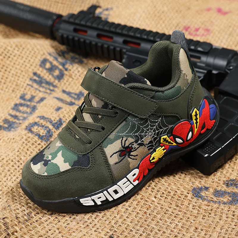 2023 Boys Sneaker Mesh Breathable Camouflage Children\'s Shoes Running Shoes For Toddler Students Spiderman Sport Casual Shoes