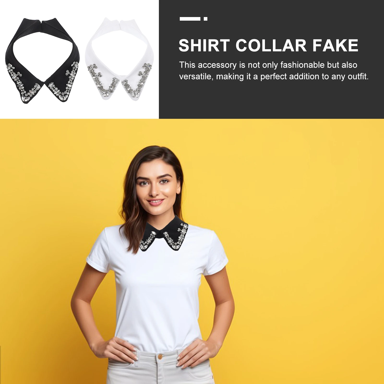 

2Pcs Fake Collars Women's Shiny Blouse Collar Attachment Detachable Shirt Trim Fashionable Outfit Enhancer Shirt Collar Fake
