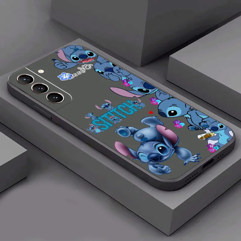 Cute Stitch Disney For Samsung Galaxy S24 S23 S22 S21 S20 Ultra S10 Plus S23 S21 S20 FE Phone Case Liquid silicone Coque Cover
