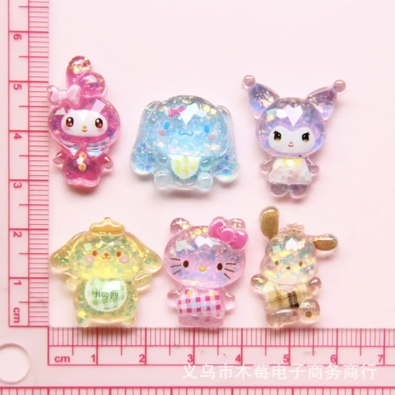 Cartoon Anime Sanrio Resin Patch Cute Hello Kitty High Transparency Cut Surface Glitter Handmade DIY Jewelry accessoryMaterials