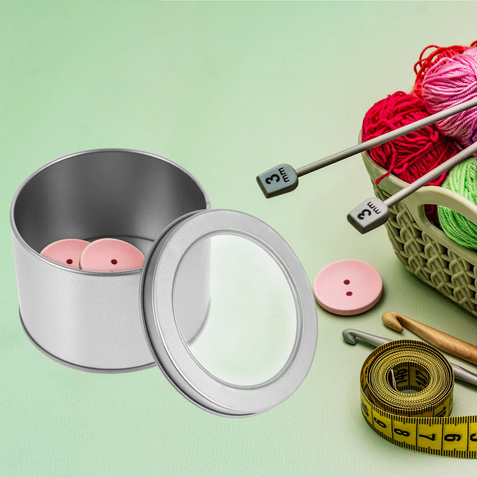 

12Pcs Round Tinplate Storage Cans with Clear Lids for Gifts Candy Jewelry Tea Crafts Buttons Earrings Sewing Kits Sundries