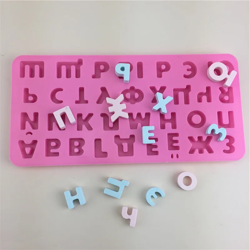 Creative Birthday Cake Russian Letters Handmade Chocolate Silicone Mold Sugar Turning Plaster Drops