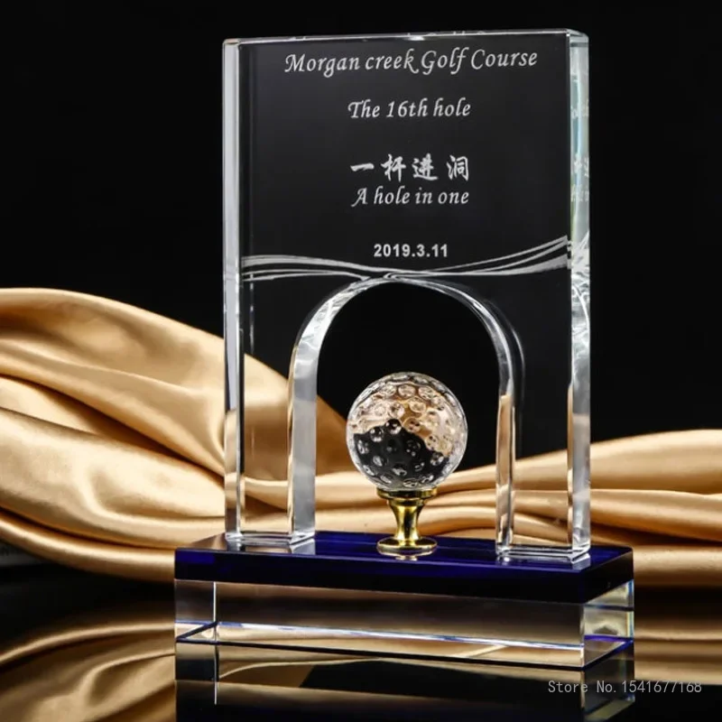 

Customized Golf Metal Crystal Trophy, Total net score, Champion, Long Distance Award, Competition Prize, Home Decor, Transparent