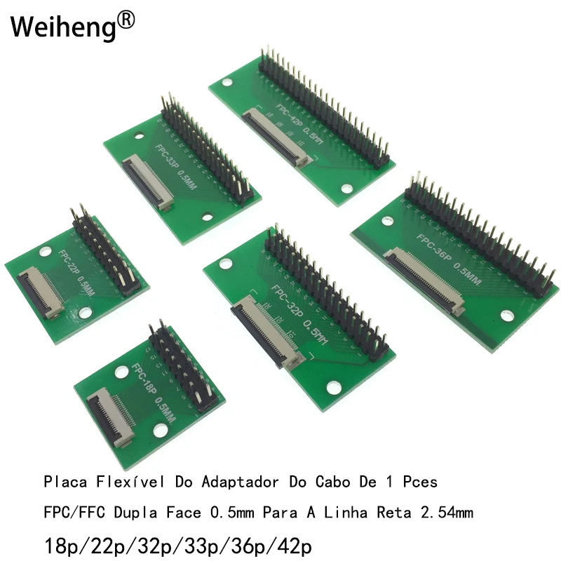 Placa Flexível  Adaptador Do Cabo De 1 Pces  FPC/FFC Dupla Face 0.5mm Para A Linha Reta 2.54mm 18p/22p/32p/33p/36p/42p