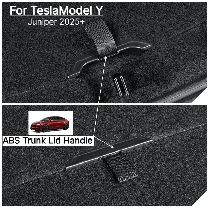 ABS Trunk Lid Handle Spare Box Cover Plate Auxiliary Puller 2PCS For Tesla Model Y Juniper 2025‑2026 Car Interior Accessories