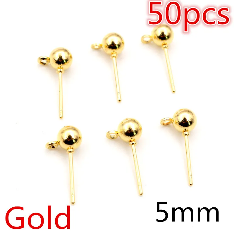 Exacpilles de boucle d'oreille plaquées or et argent avec connecteur de boucle, bijoux de bricolage, accessoires exécutifs, 3mm, 4mm, 5mm, 6mm, 30-50 pièces