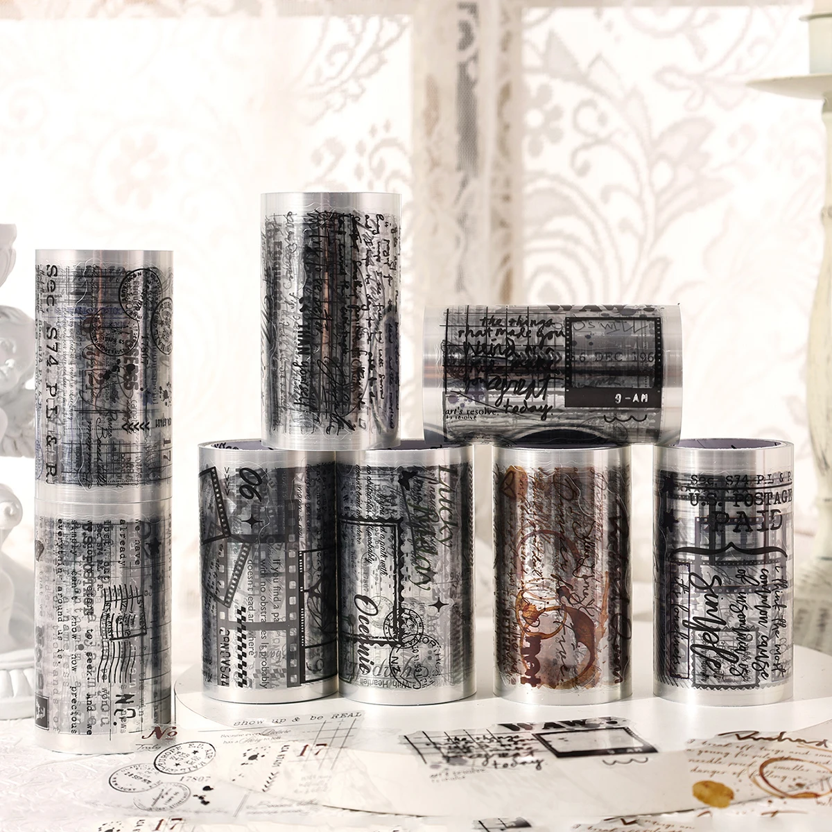 4 Rollen/Karton, kreatives Retro-PET-Washi-Tape, geeignet für DIY-Planer und Geschenkbox-Dekorationen, exquisit stilvoll