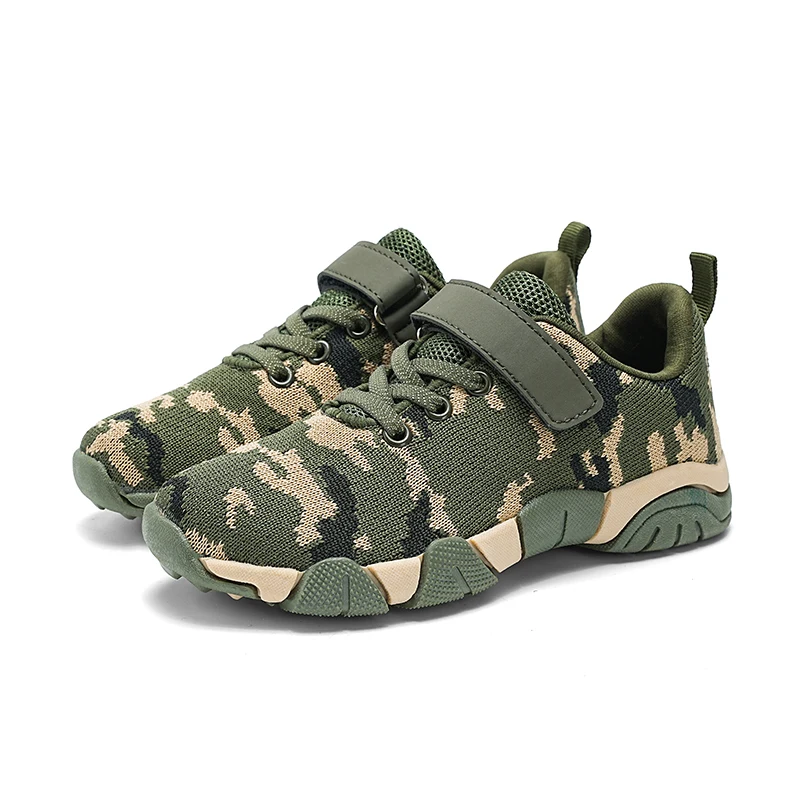 Autumn Knit Boy Sneaker Children Shoes Fashion Camouflage Green Outdoor Non-slip Running Sports Tenis Boy Shoes 4 To 12 Years