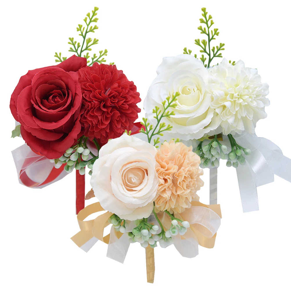 

Artificial Flower Corsage Wedding Brooch Bridal Rose Petal Bride Bridesmaid Elegant Flower Brooch Pin Breastpins Decorative