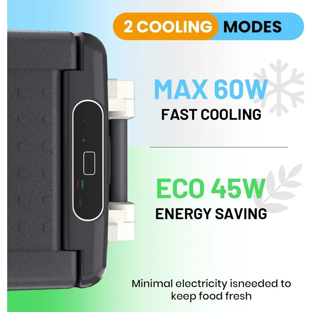 مبرد كهربائي 42QT (40 لتر)، ثلاجة 12 فولت، فريزر محمول 12 فولت/24 فولت تيار مستمر 110-240 فولت تيار متردد، ثلاجة 12 فولت 0 ℉ ~50 ℉ ، ثلاجة سيارة 12 فولت