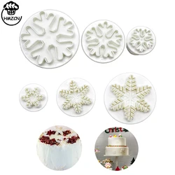 6PCS Snowflake Plunger Mold Cake Decorating Tool Biscuit Cookie Cutters Cupcake Mould Cutting Pastry Cutter Baking Accessories