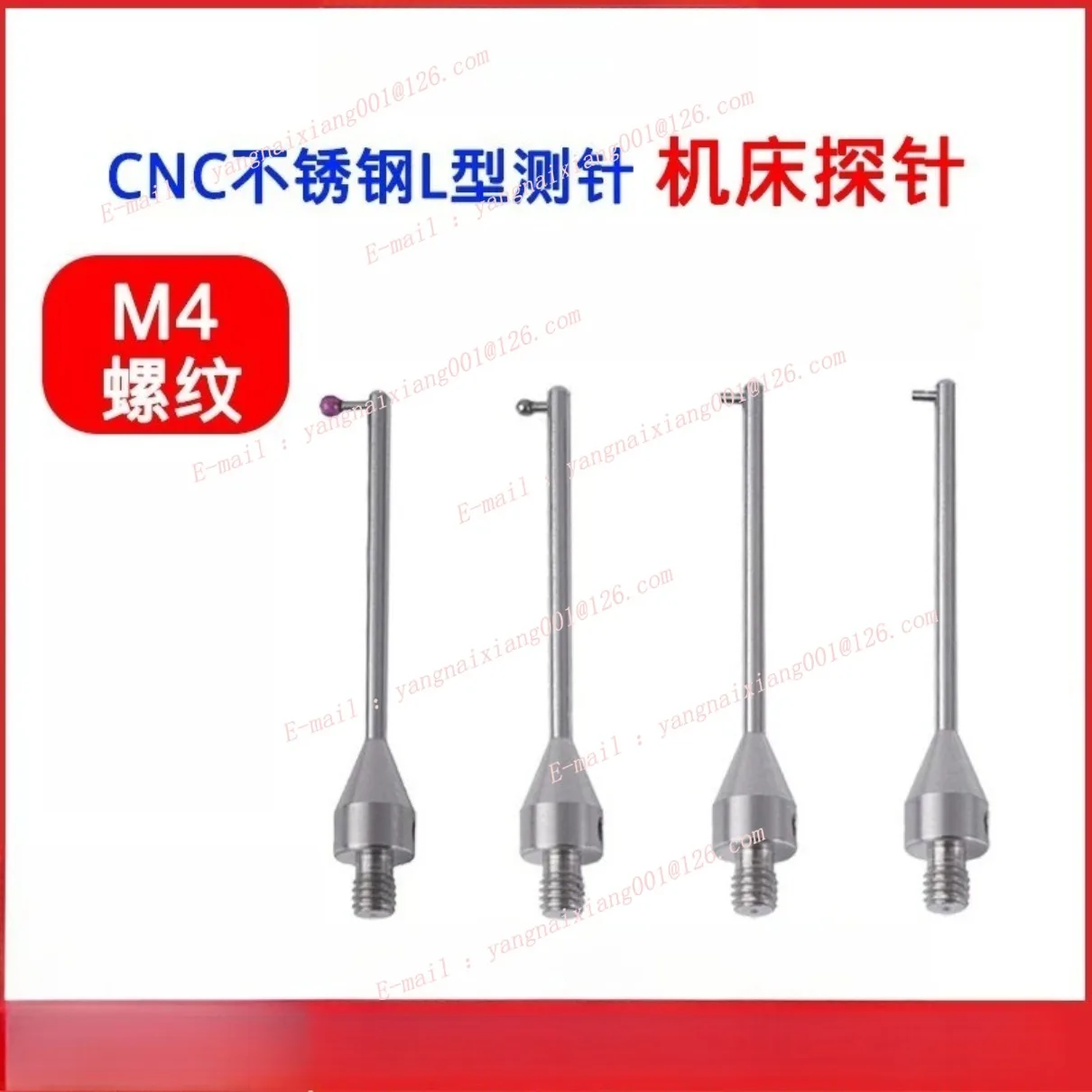 CNC Machine Tool M4 Probe Stainless Steel L Shaped Stylus Ruby/Carbide Stylus High Precision Probe