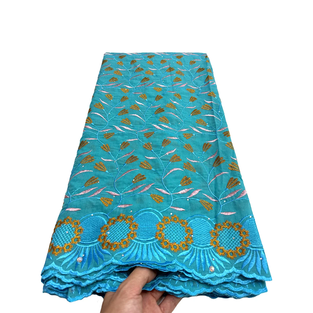 

New Tulle Lace Fabric Cotton Damask Guipure Fabric Fashion Swiss Voile Lace Embroidery African Cotton For Wedding Dress 5 Yards