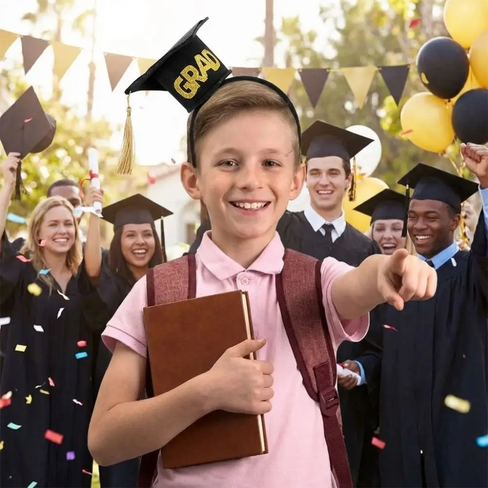 

Celebrate Graduation Headband Non-slip with Tassels Doctor Hat Hair Hoop Glitter Graduation Season Party Headpiece