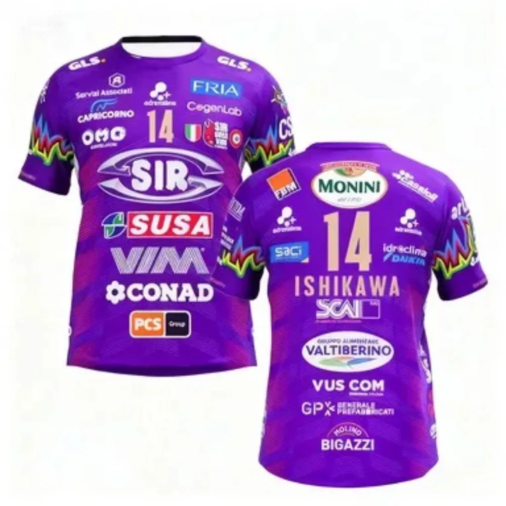 2025 No.14 Volleyball Shirt - Summer Men's Beach Essential Outdoor Sports and Leisure Breathable Large Short Sleeve T-shirt