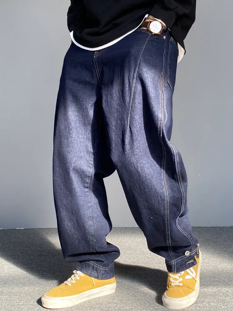 

American Retro Heavyweight Men's Jeans Casual Loose High Street Straight Leg Original Color Long Trousers for Autumn Winter
