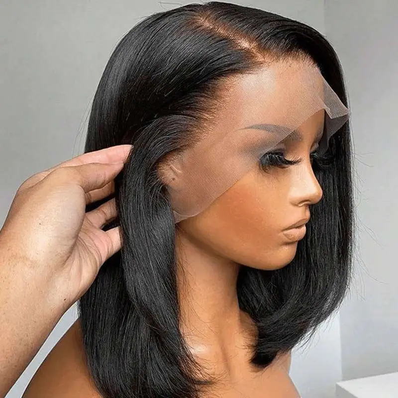 

Fashion Straight Bob 4x4 HD Lace Front Human Hair Wig for Black Women Natural Black 13x4 100% Human Hair Short Straight Wigs