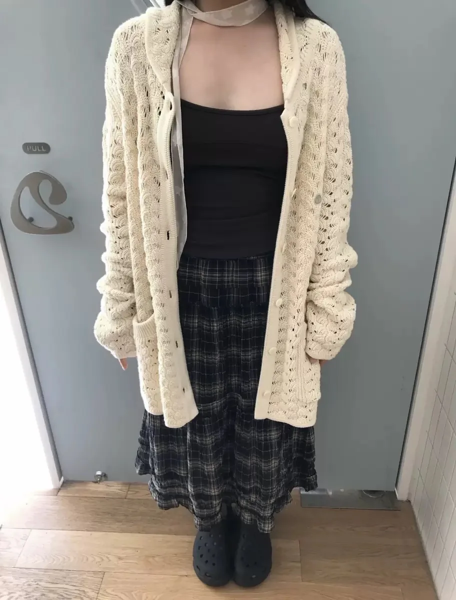 

Длинный вязаный свитер в стиле ретро с кружевным крючком, свободный крой, хлопковое пальто с кукольным воротником и открытой передней частью для женщин