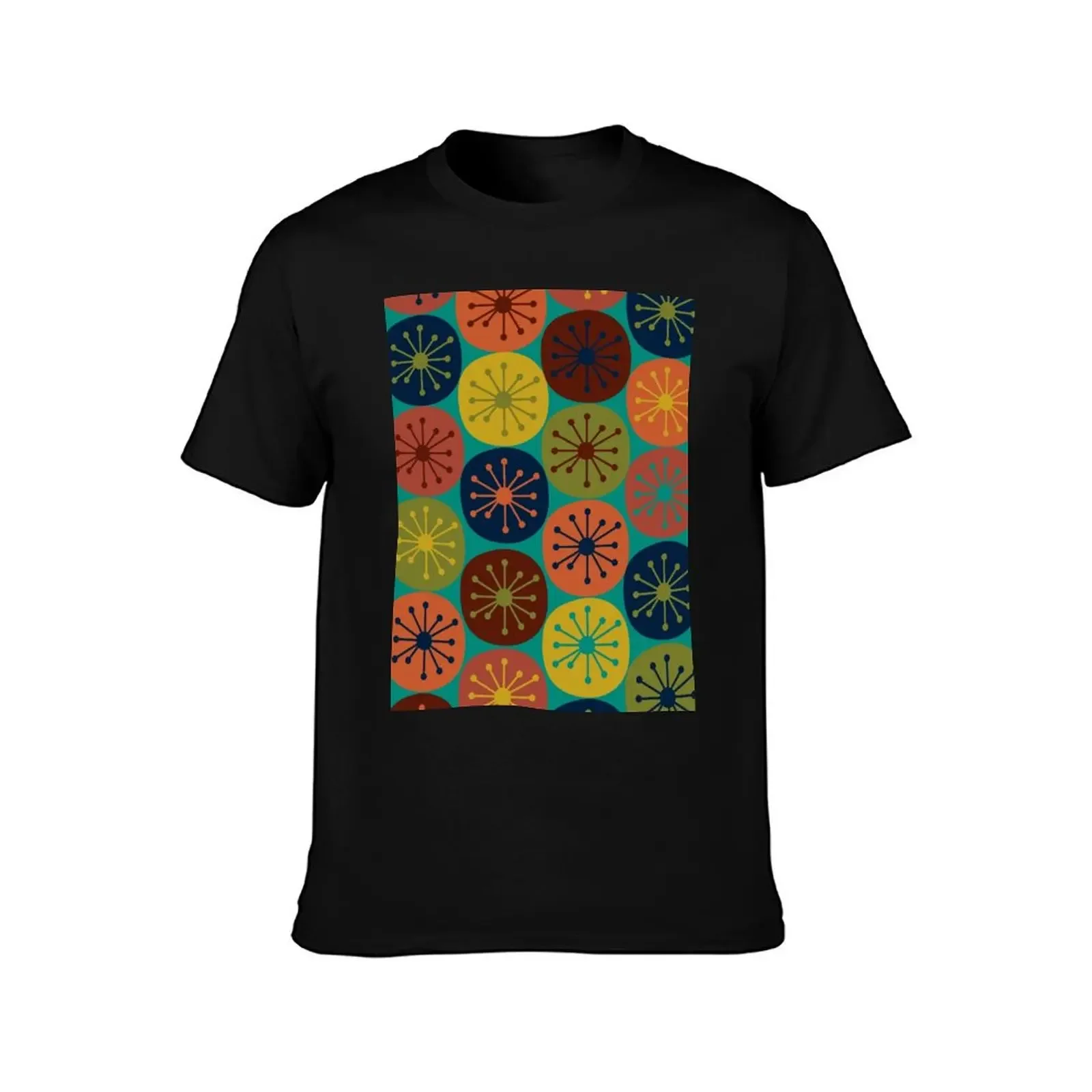 Atomic Retro Dots - Midcentury Modern Pattern in Mid Mod Teal, Olive Green, Mustard, Orange, Blue, and Turquoise T-Shirt