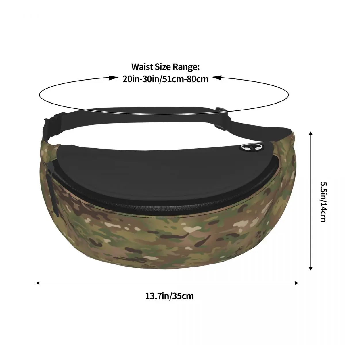 Military Camo Camouflage Army Fanny Pack Women Men Casual Crossbody Waist Bag for Hiking Phone Money Pouch