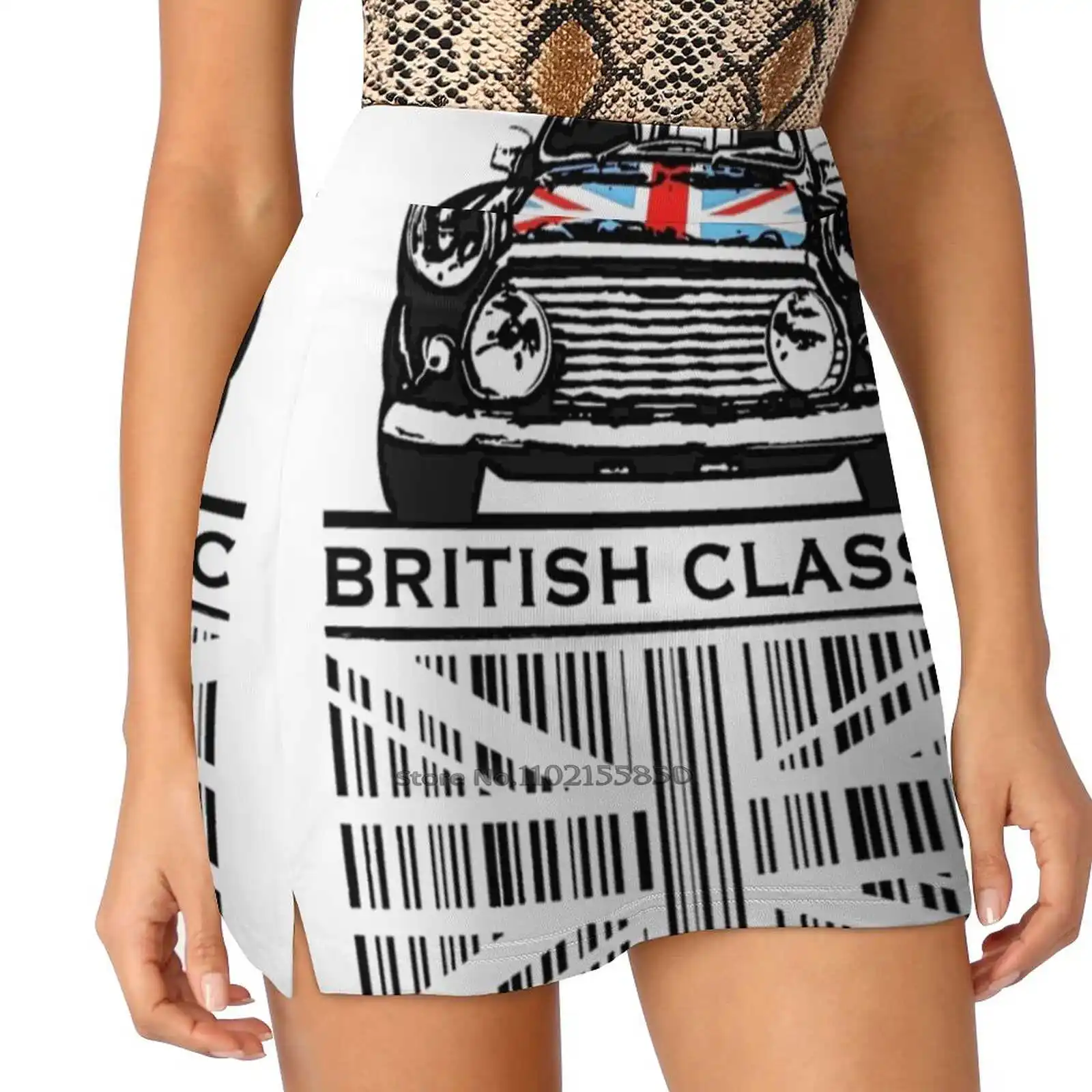 British Classic Barcode New Women Skirts Double-Layer Printed Short Dress Mini Sport Skirt Mini Cooper Car Vintage Classic