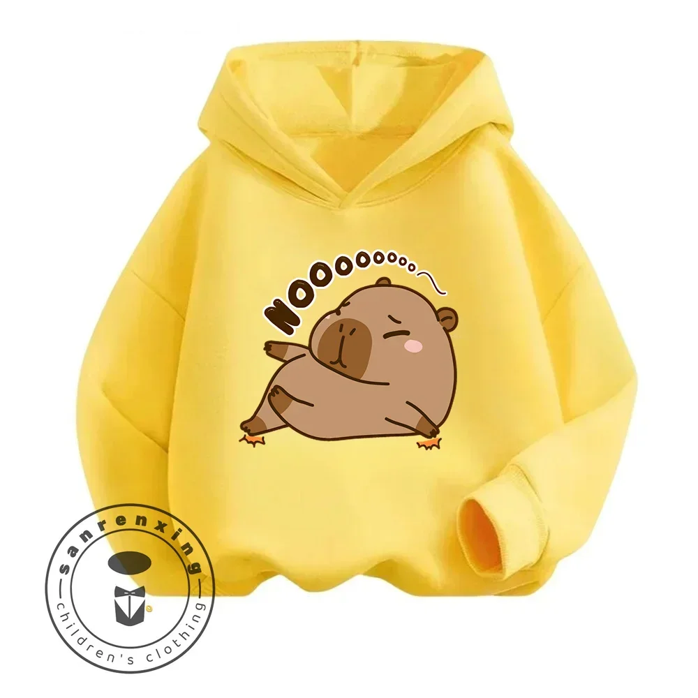 Super Cute Long Sleeve Garments with Capybara Cartoon Characters Design Ideal Children Boys Girls Spring and Autumn Hoodie