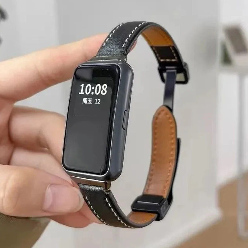 

Магнитный кожаный ремешок для Huawei Band 10/9/8, сменный ремешок, спортивный браслет-петля для Huawei Smartband 9 8 10, аксессуары