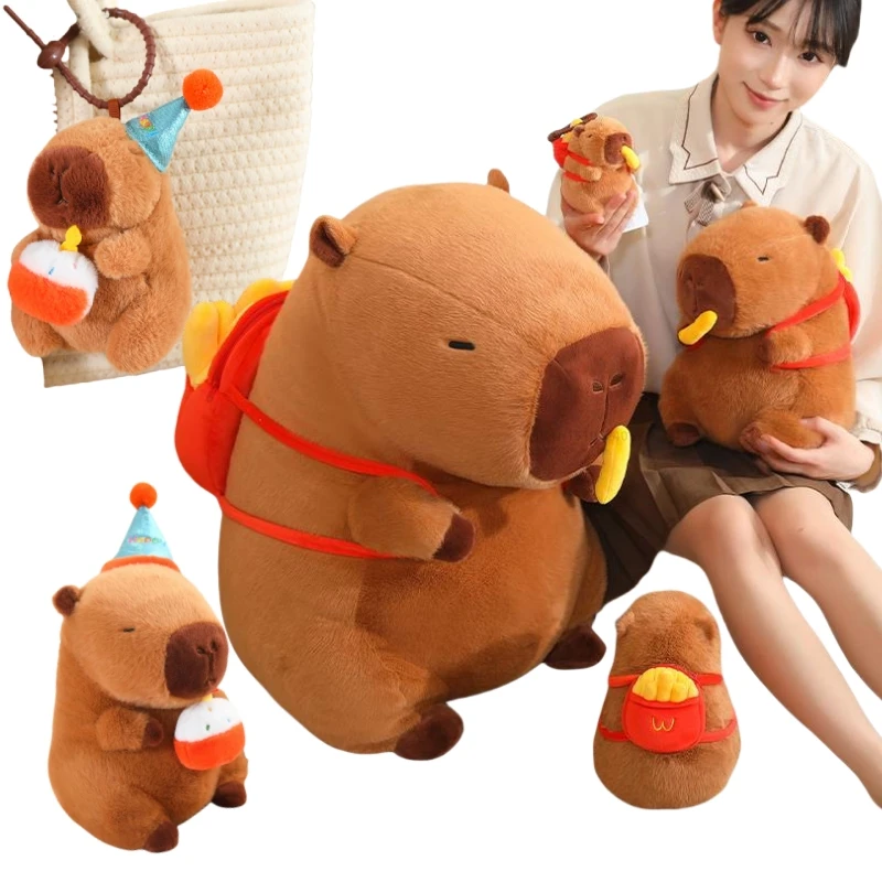 

New Capybara With Backpack Animals Doll Bag Plush Soft Toy Capybara Birthday / French fries Series Anime Christmas Gift for Kids