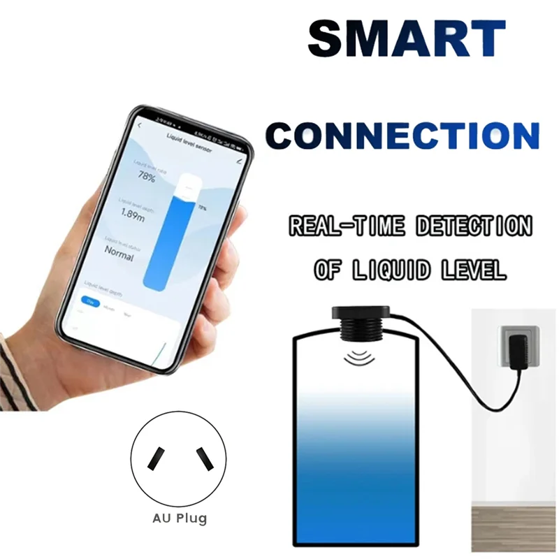 

ABKQ-IP67 Waterproof TLC2206 Wireless Wifi Tuya Tank Level Monitor Mobile Liqid Level Sensor Water Detector AU Plug