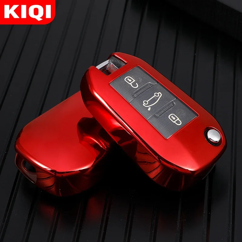 Soft TPU Car Folding Flip Key Case Cover Shell for Citroen C4 CACTUS C3 C5 C4L for Peugeot 408 508 301 2008 3008 Protector