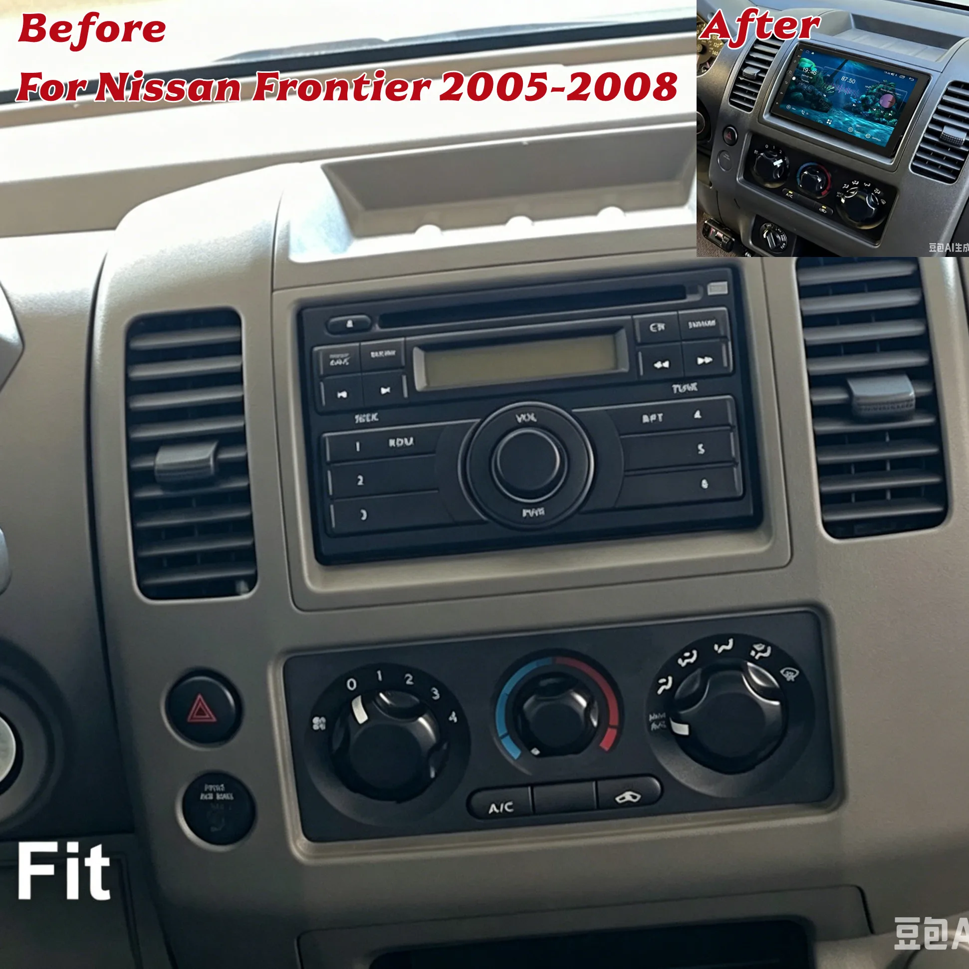 

Head Unit Wireless Carplay 2DIN FM GPS Car Radio 7'' Android 15 For Nissan Frontier 2005-2008 Stereo Google Map Rear Camera