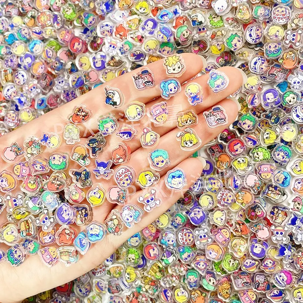 100 mini One Piece acrylic DIY charms, used to decorate cute fridge magnets, phone case materials, anime cartoon gifts, and toys view 2