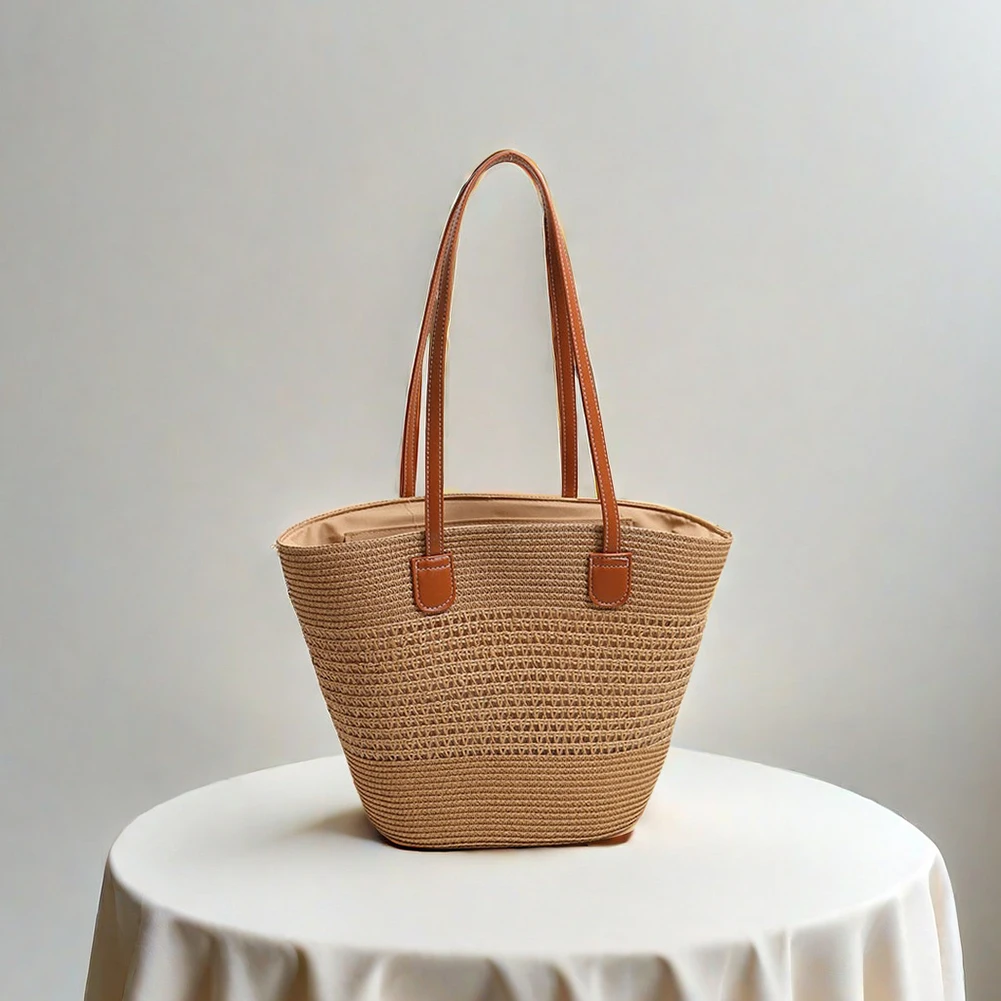 2025 Women Crochet Beach Handbag Shopper Casual Handbag Fashion Ladies Shopper Tote Bag for Holiday Travel Present for Women